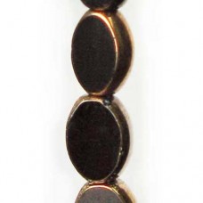 11x8mm Jet with Bronze Edge Small Oval Table Cut Beads, Strand of 16