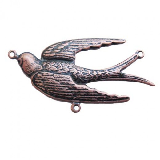 Kabela Soar Bird Connector, Antique Copper, 18 x 40mm