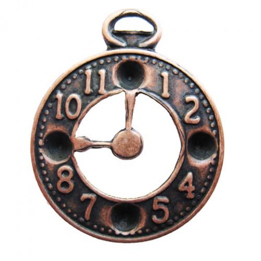 Kabela Timely Pocket Watch Face, Antique Copper, 25 x 20mm, Pack of 2