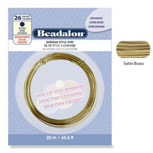 Round German Style Wire, 22 Gauge 10M, Satin Brass