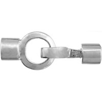 Kumihimo Hook & Eye Cap Clasp for 8mm Cord Round Silver Plated