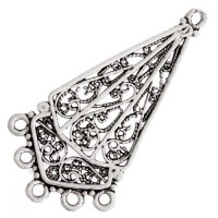 Chandelier Earring Part 5 Ring, Antique Silver, 52x28mm, 1 Pair