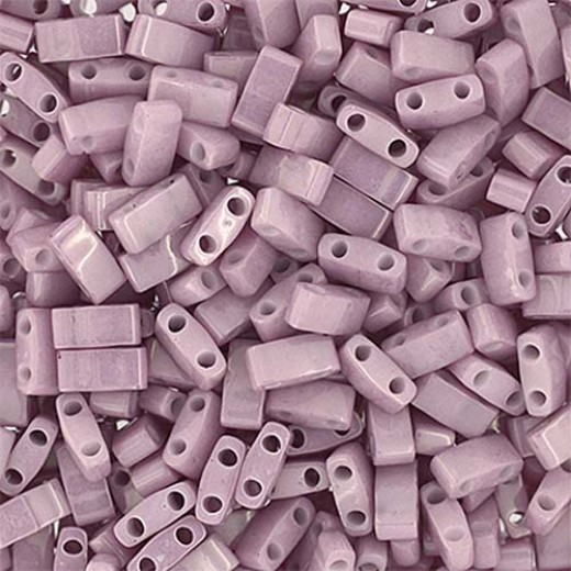 Mauve Opaque AB Half Tila Beads, colour 0599, 5.2gm approx.