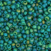 Emerald Transparent AB Matte, Miyuki 11/0 Seed Beads, Colour 0147FR, 22g Approx