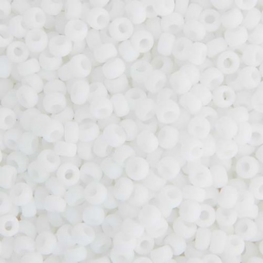 Opaque Chalk White Miyuki Seed Beads 11/0, Colour 402F, 22g