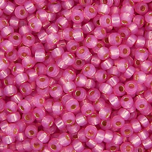 Bulk Bag Light Rose Silver Lined Opal Dyed Alabaster Miyuki 11/0 Seed Beads, 250g, Colour 0556