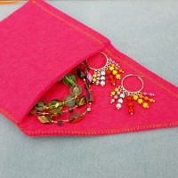 Griffin Hand Made Pink Soft Fleece Jewellery Pouch, Medium 11x11cm