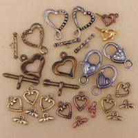 One Off Wonder Bundle of Mixed Style Heart Clasps in Various Colours, 17 in total