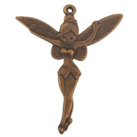 Large Tink Fairy Charms, Antique Brass, 46 x 52mm, Pack of 2