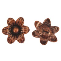 Large Flower Charm with Loop, Antique Copper, 19 x 22mm, Pack of 2