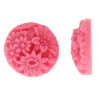 Hot Pink Resin Flat Back Flower, No Hole, 18mm , Pack of 4