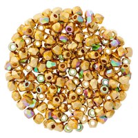 24Kt Gold Plate AB Finish 3mm Firepolished Beads, Strand of 50pcs