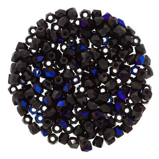 Jet Azuro 2mm Firepolished Beads 150pcs