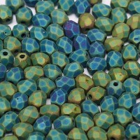 Jet Matted Green Iris  3mm Firepolished Beads, Pack of 120pcs