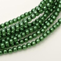 Christmas Green 6mm Glass Pearls, 100pcs.