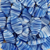 Matte Glass Swirls, 28 x 17mm Oval, Blue, Pack of 5