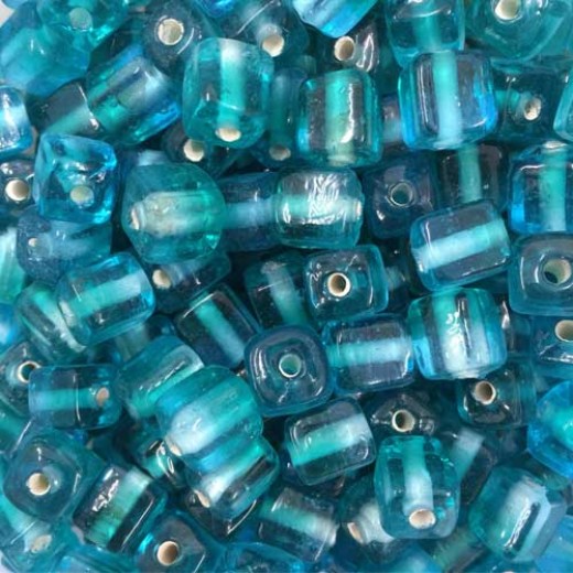 Aqua Two Tone Glass Cubes, Pack of 10