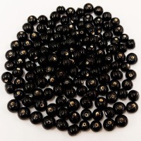 Shiny Black Ceramic Irregular Round Beads, Approx. 75g