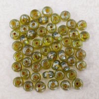 6x4mm Rondelle Indian Glass Beads, Green Luster, Pack of 50