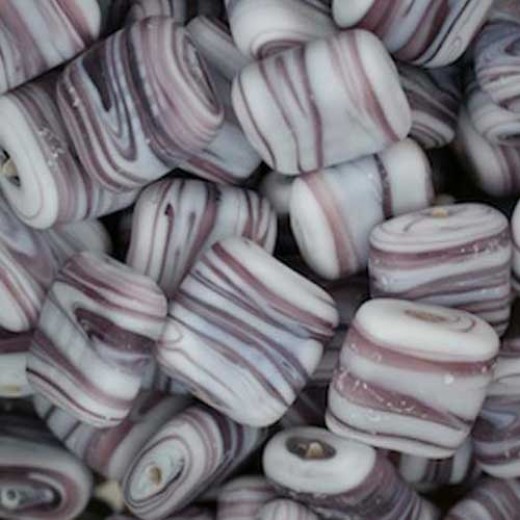 Matte Glass Swirls, Square Disc 15mm, Purple, Wholesale Bag 250gr