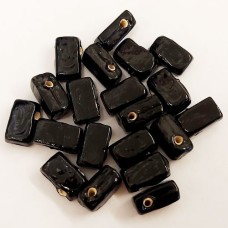 Shiny Black Ceramic Irregular Top Drilled Oblong Beads, Pack of 20