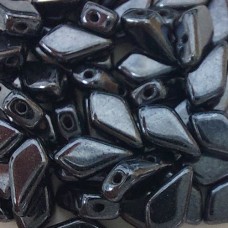 2 Hole Kite Beads, Jet Gunmetal, Approx 10 Grams