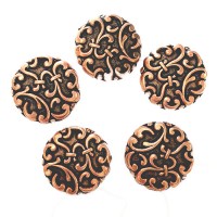 18mm Flat Designed Fancy Bead, Antique Copper Plated