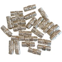 8mm Silver Plated Tube Beads, Approx. 25 pcs