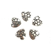 Antique Silver Tibetan Style Heart Beads, Pack of 25