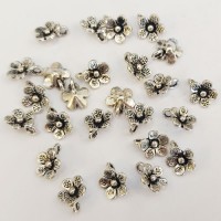 Tibetan Style Dotted Flowers, 10x12mm, 25pcs, PB52-07