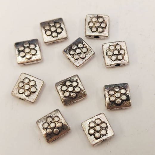 Tibetan Style Flower Rectangles, 8mm, AB5631Y-NF, Pack of 10