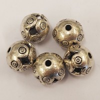 Tibetan Style Heavy Hollow Circle Beads, 11mm, Pack of 5, PB20-77