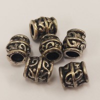 Tibetan Style Large Hole Barrel Spacer Beads, 8mm, Pack of 6