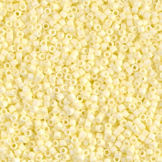 DB1521 Matted Pale Yellow AB, Size 11/0 Miyuki Delica Beads, 5.2g approx. *Being discontinued by Factory*