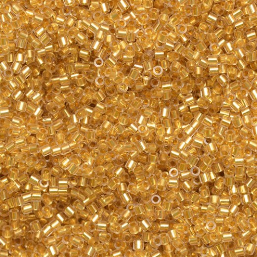 DB0033 Crystal Gold 24kt Lined, Size 11/0 Miyuki Delica Beads, 3.3g approx.