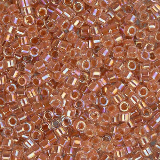 DB0054 Peach AB Lined-Dyed, Size 11/0 Miyuki Delica Beads, 5.2g approx.