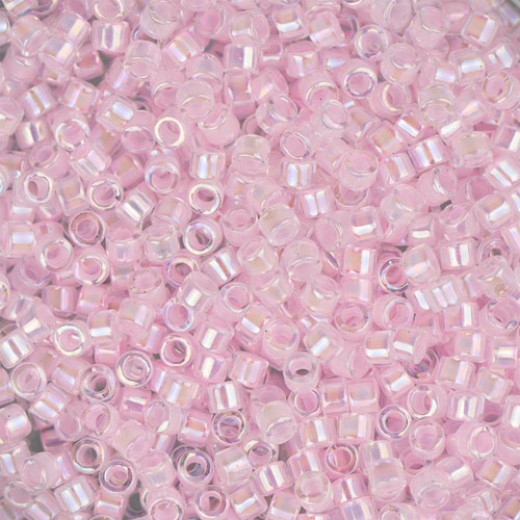 DB0055 Pale Pink Lined AB-Dyed, Size 11/0 Miyuki Delica Beads, 5.2g approx.