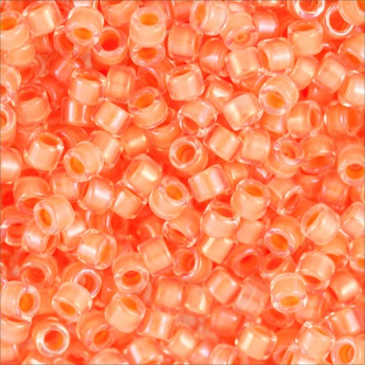 DB0068 Lined Yellow-Orange AB, Size 11/0 Miyuki Delica Beads, 5.2g approx.