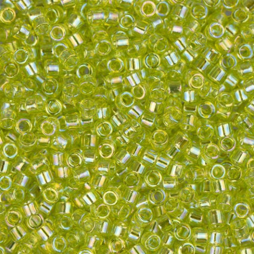 DBMC0174  Chartreuse Transparent AB 10/0 Cut Miyuki Delica Beads Colour Code 0174,  5.2gm approx. 