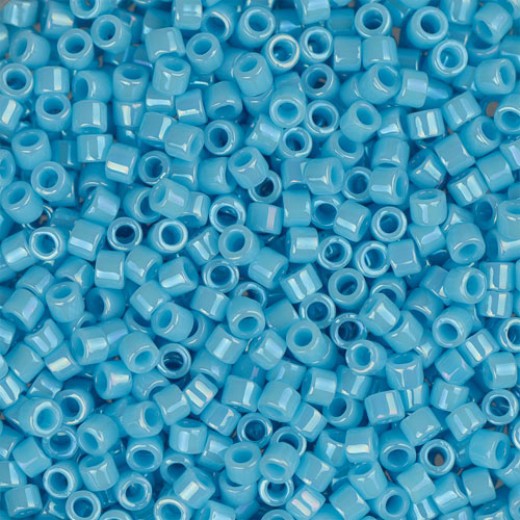 DBS0215  Opaque Sky Blue Luster Miyuki 15/0 Miyuki Delica Beads, colour 0215, 5.2g approx.