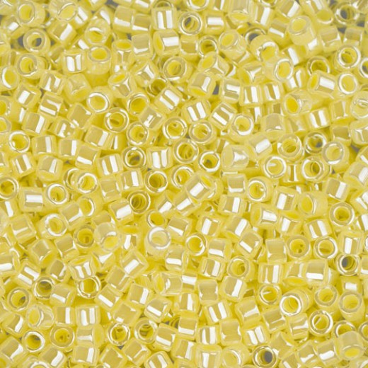 DB0232B Pale Yellow Ceylon Lined-Dyed, Size 11/0 Miyuki Delica Beads, 50gm bag