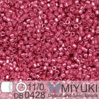 DB0428 Light Cranberry Red Opaque Galvanized-Dyed, Size 11/0 Miyuki Delica Beads, 5.2g approx.