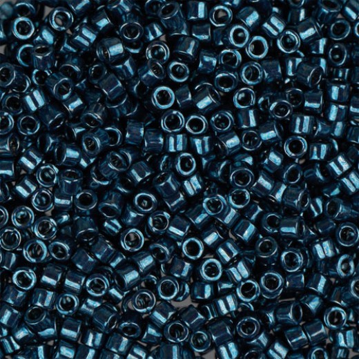 DB0459 Dark Aqua Opaque Nickel Plated Dyed, Size 11/0 Miyuki Delica Beads, 5.2g approx.