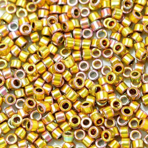 DBMC0501  Gold 24kt Opaque AB Plated 10/0 Cut Miyuki Delica Beads Colour Code 0501,  3.3gm approx. 