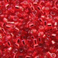 DB0602 Red Silver Lined-Dyed, Size 11/0 Miyuki Delica Beads, 5.2g approx.