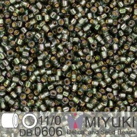 DB0606B Dark Olive Grey Silver Lined-Dyed, Size 11/0 Miyuki Delica Beads, 50gm bag