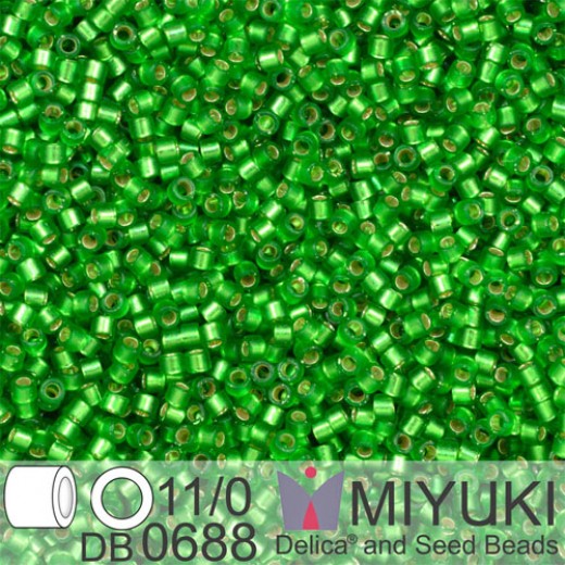 DB0688 Medium Green Semi-Matte Dyed, Size 11/0 Miyuki Delica Beads, 5.2g approx.