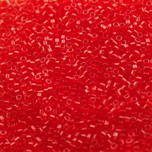 DBMC0704  Red Orange Transparent 10/0 Cut Miyuki Delica Beads Colour Code 0704,  5.2gm approx. 