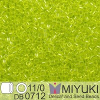 DB0712 Chartreuse Transparent, Size 11/0 Miyuki Delica Beads, 5.2g approx.