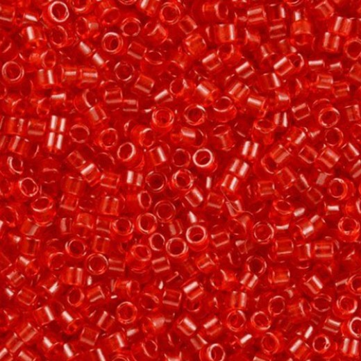 DB0774 Transparent Red Semi-frosted, Size 11/0 Miyuki Delica Beads, 5.2 g approx.